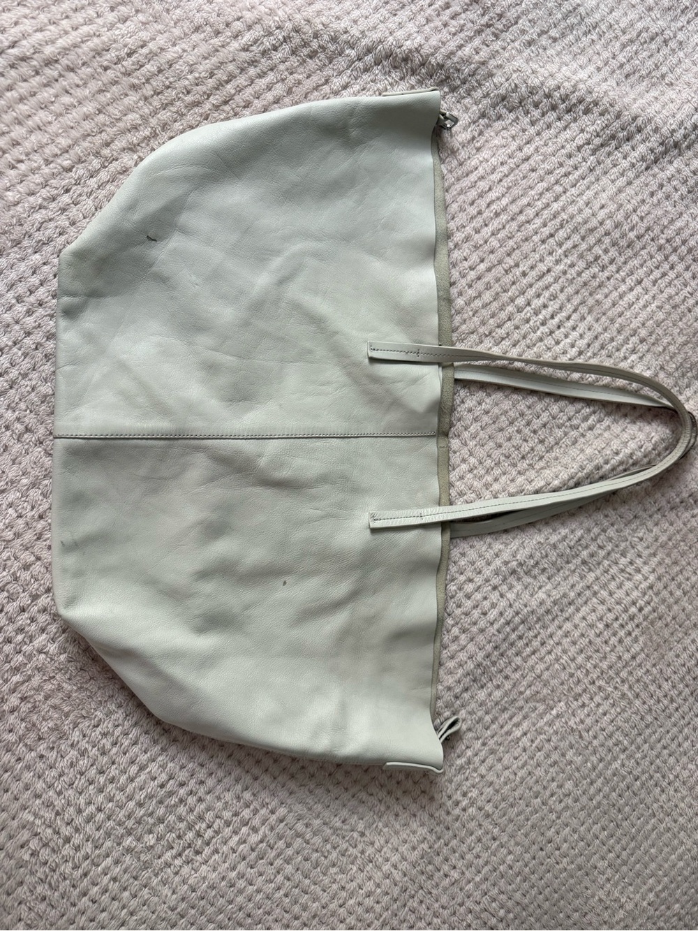 Massimo Dutti Pale Mint Leather Tote